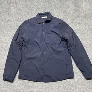 Hill City Thermal Light Shirt Jacket Mens Small Blue Quilted Snap Insulated